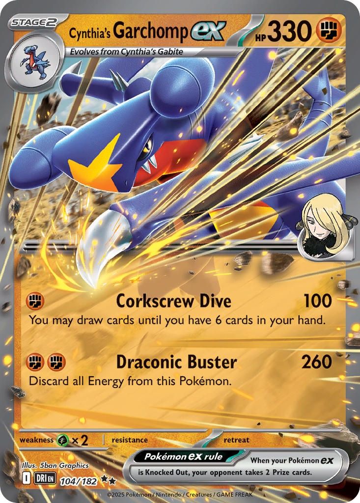 Pokemon - Destined Rivals - Double Rare - 104 - Cynthia&#39;s Garchomp ex, Rarity: Double Rare