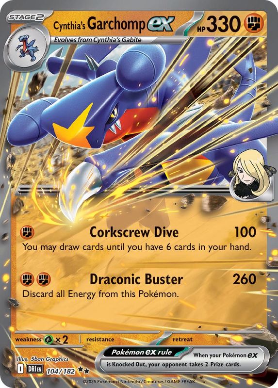 Pokemon - Destined Rivals - Double Rare - 104 - Cynthia&#39;s Garchomp ex