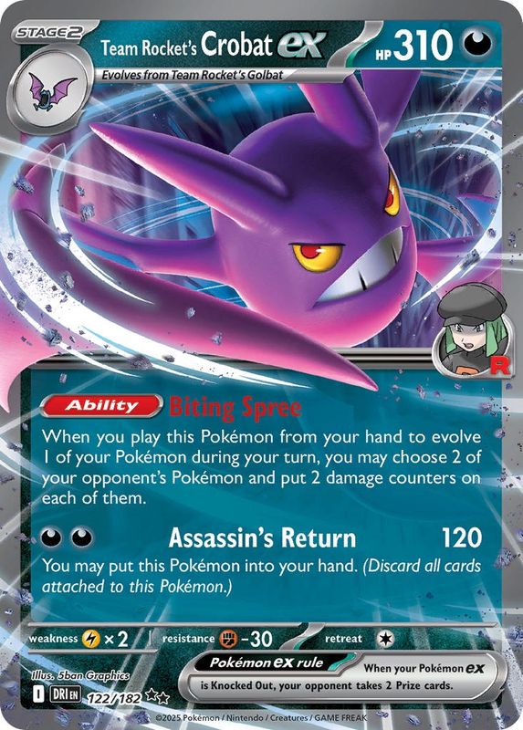 Pokemon - Destined Rivals - Double Rare - 122 - Team Rocket&#39;s Crobat ex