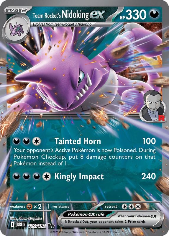 Pokemon - Destined Rivals - Double Rare - 119 - Team Rocket&#39;s Nidoking ex