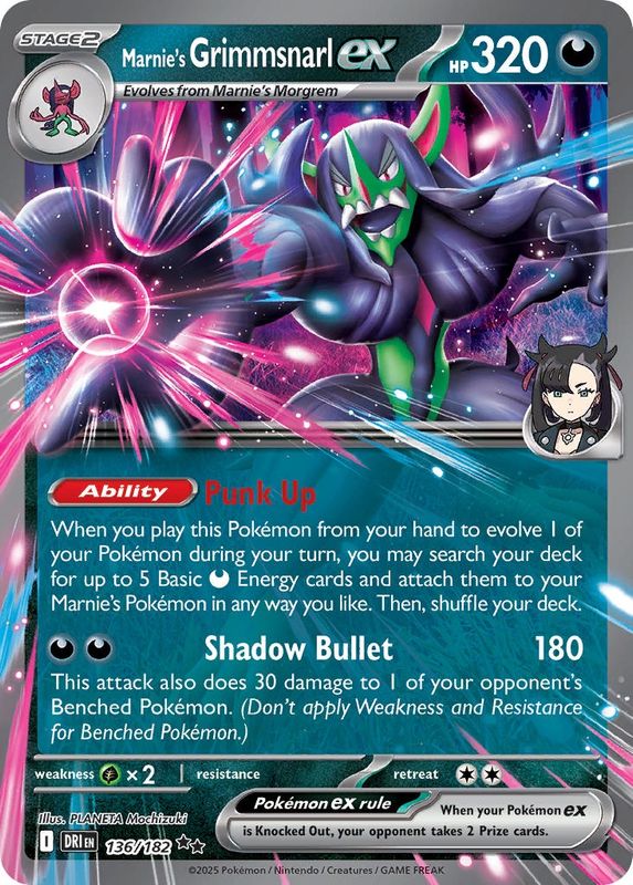Pokemon - Destined Rivals - Double Rare - 136 - Marnie&#39;s Grimmsnarl ex