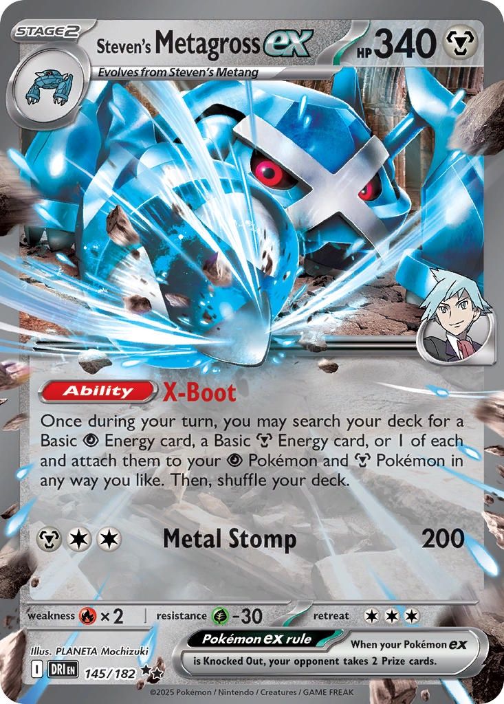 Pokemon - Destined Rivals - Double Rare - 145 - Steven&#39;s Metagross ex, Rarity: Double Rare