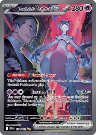 Pokemon - Destined Rivals - Special Illustration Rare - 231 - Team Rocket&#39;s Mewtwo ex, Rarity: Special Illustration Rare
