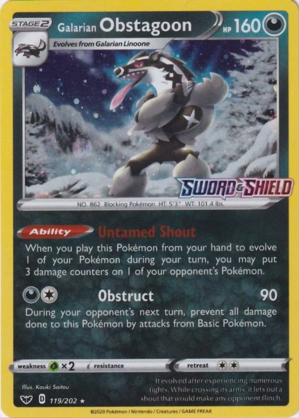 Galarian Obstagoon - Stamp Holo Rare - Sword &amp; Shield - 119