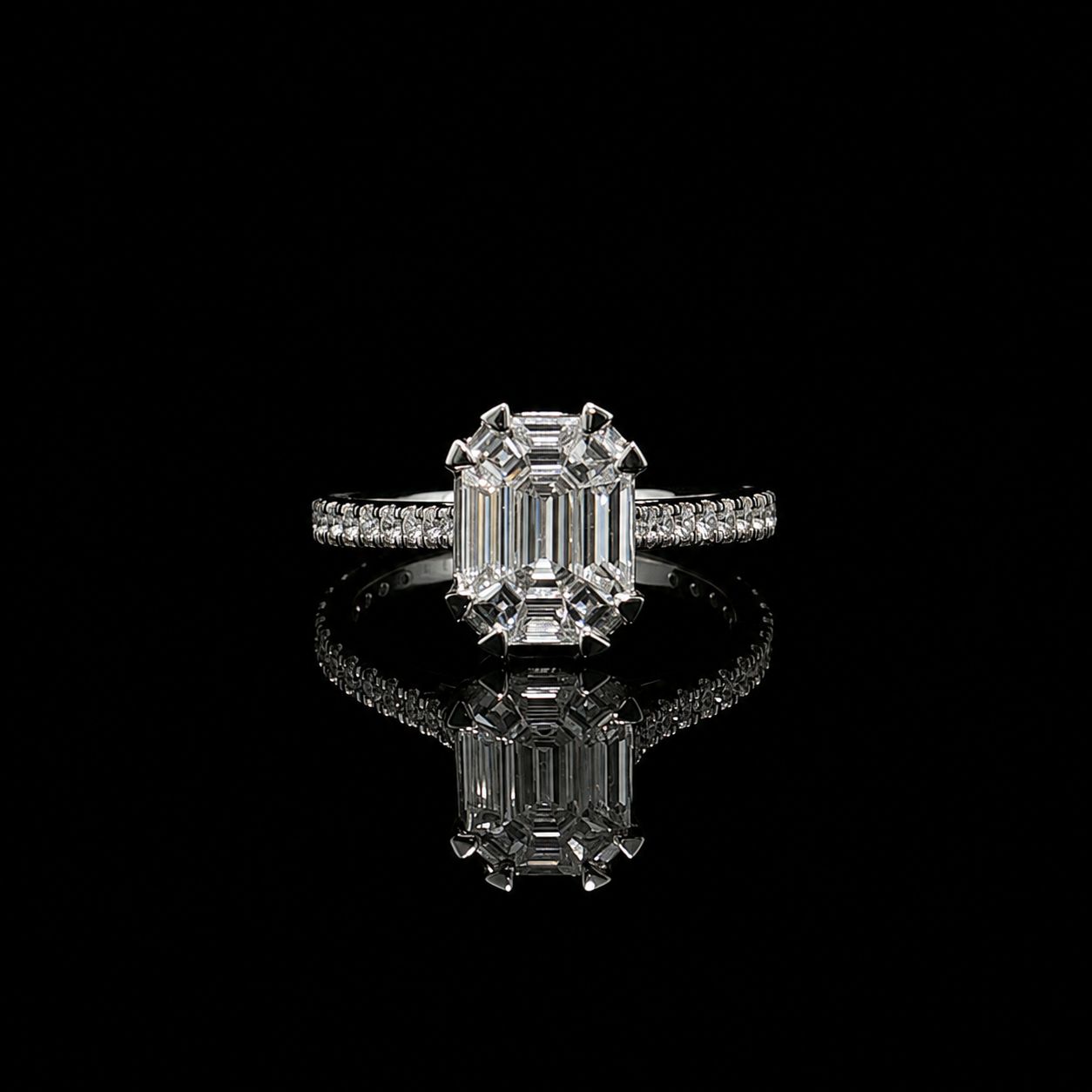 14k White Gold 3.5g 1.00ct Emerald Diamond