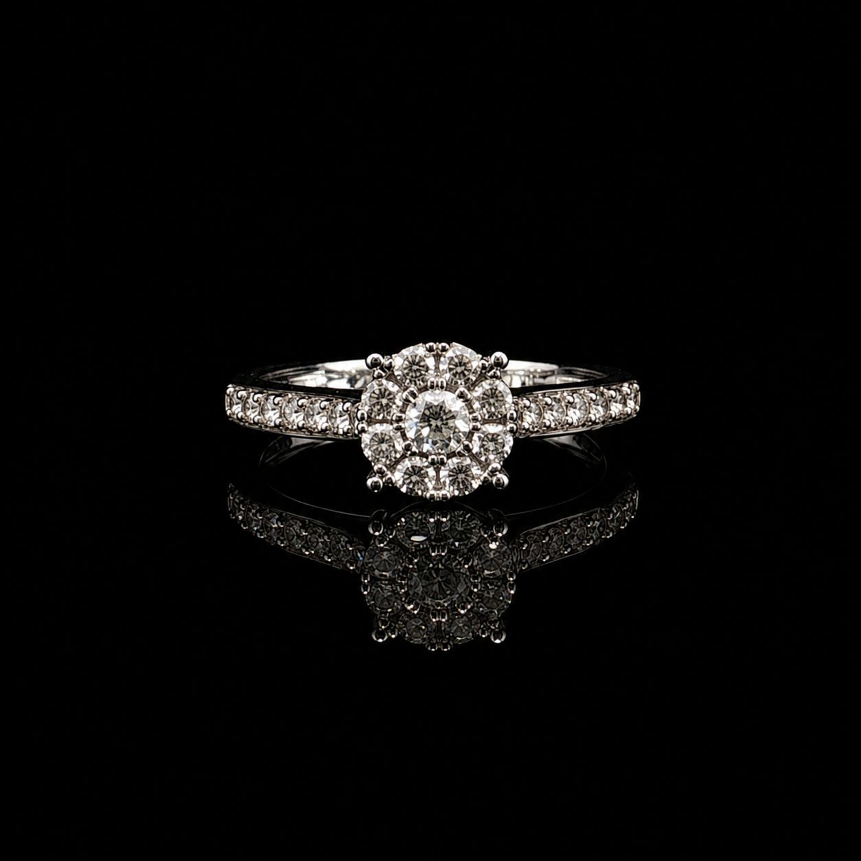 14k White Gold 2.7g 0.48ct Flower
