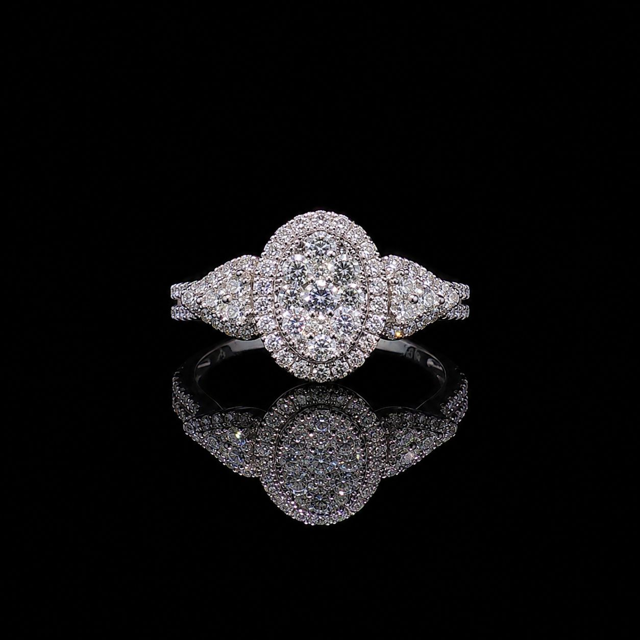 14k White Gold 4.8g 0.84ct Cluster