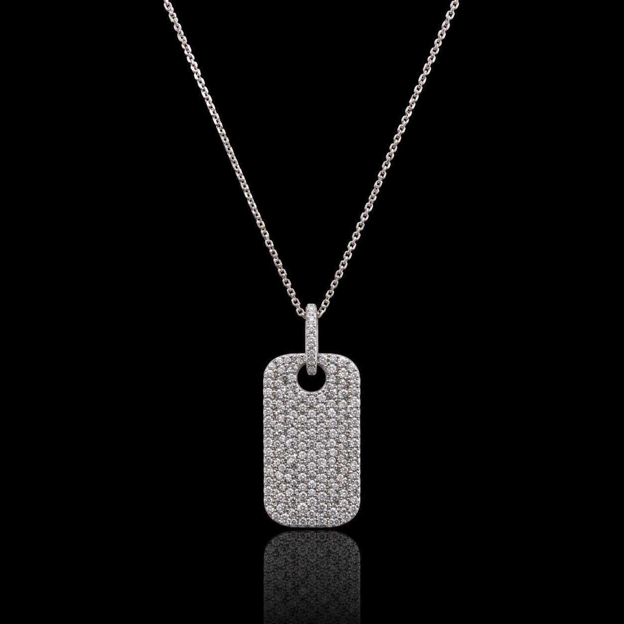 14k White Gold 8.6g 1.78ct Dog Tag