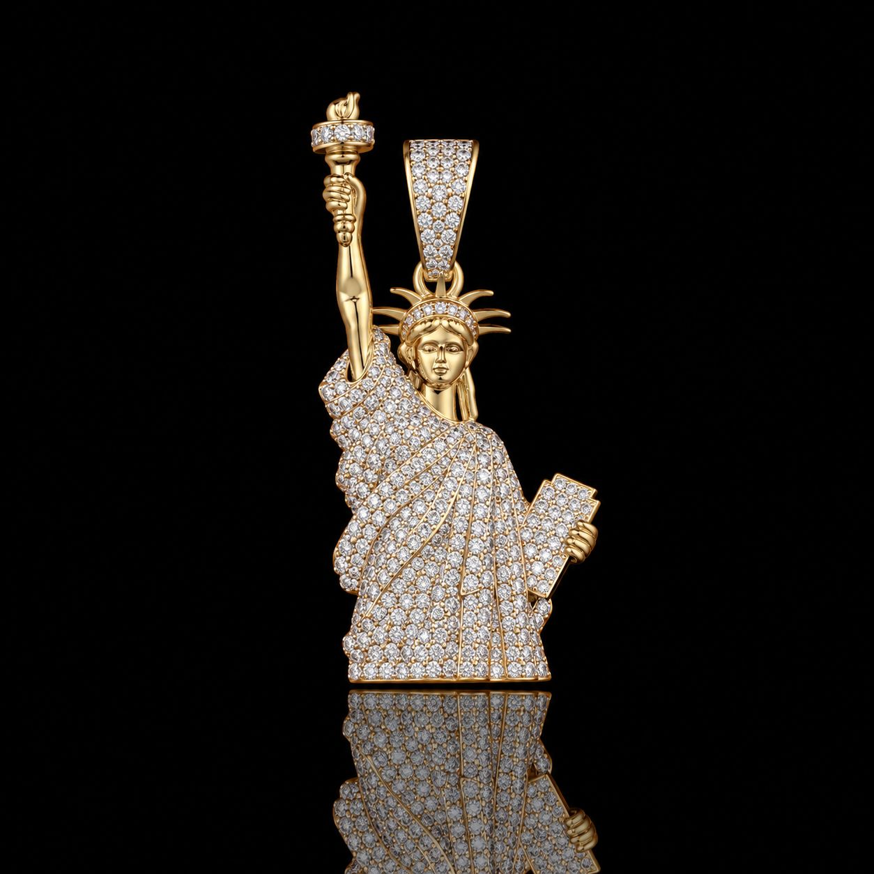 14k Yellow/White Gold 5.5g 1.00ct Statue of Liberty