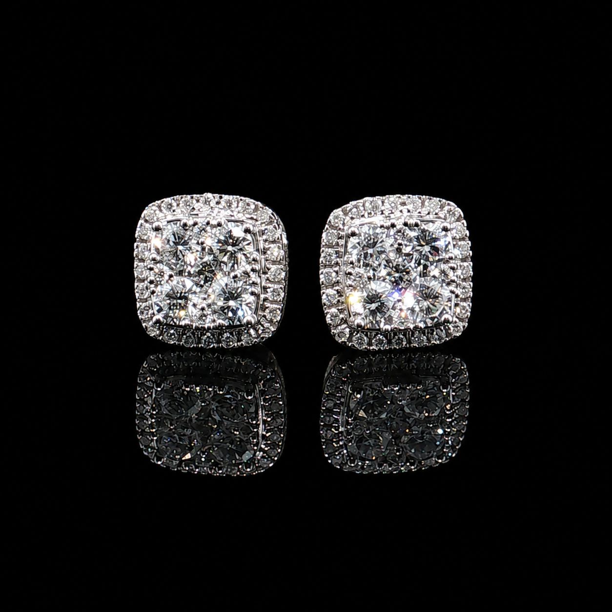 14k White Gold Diamond Cluster 1.50ct