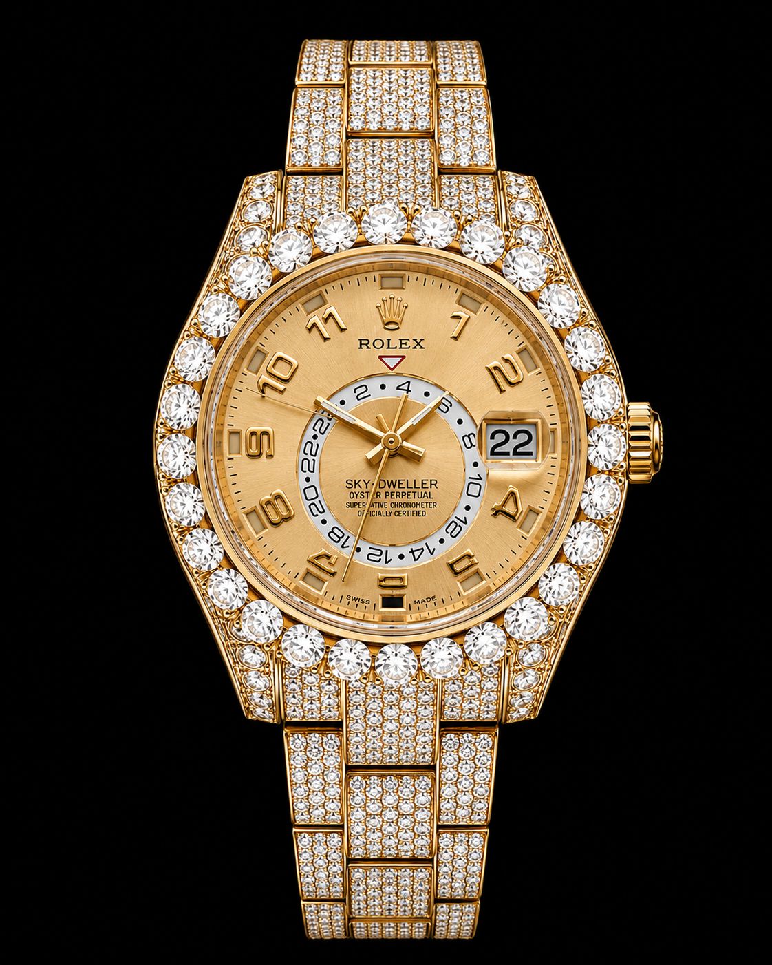 Rolex Sky-Dweller Yellow Gold 32cts Diamonds  9ct bezel  326933