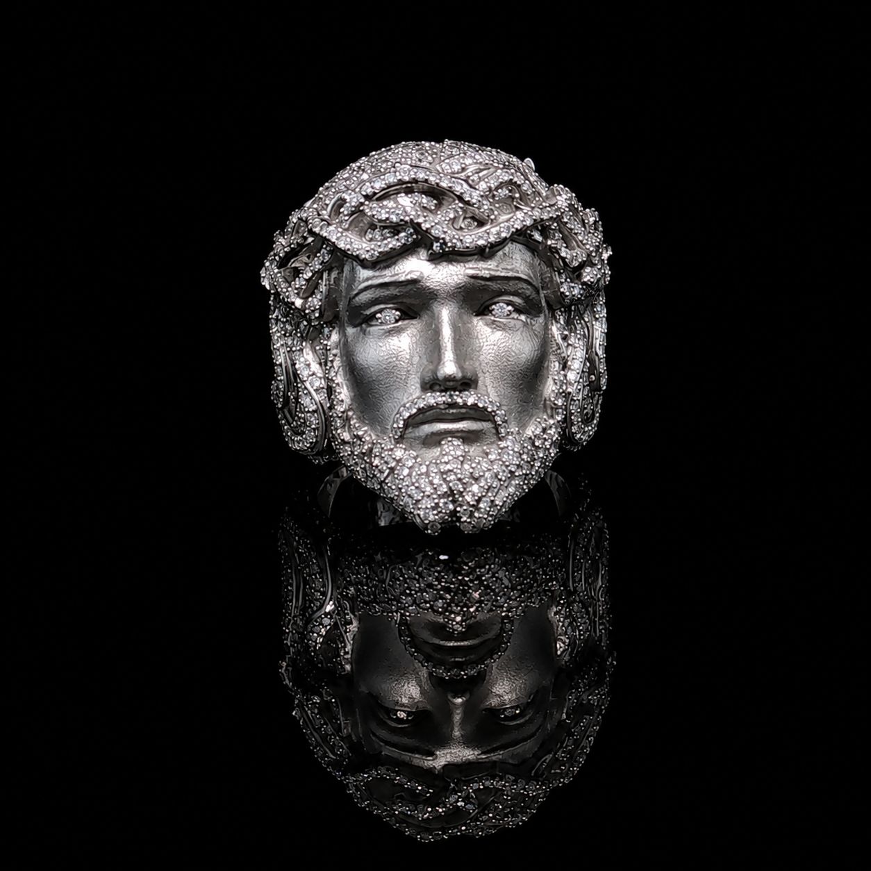 10k White Gold 37.1g 3.13ct Jesus