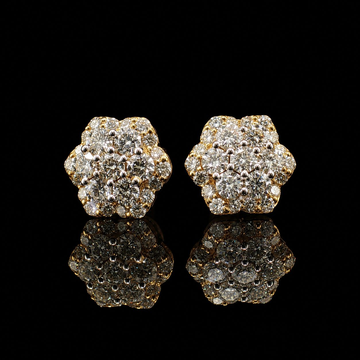 14k Yellow Gold Floral Diamond Cluster 2.00ct