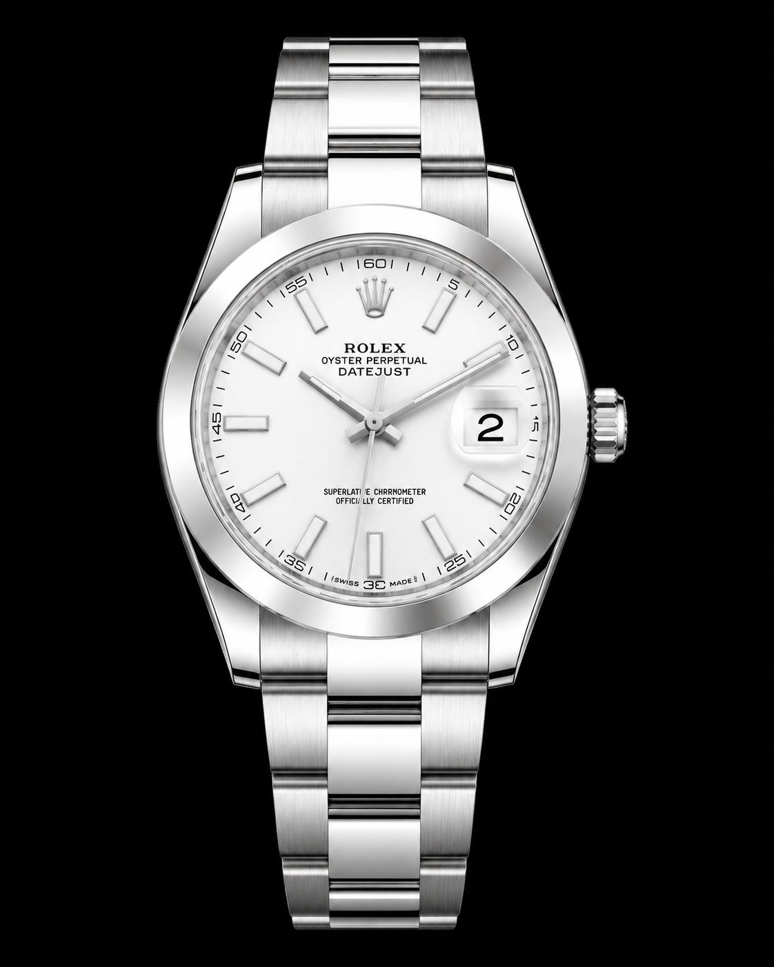Rolex Datejust 41mm white Dial smooth Bezel 126300