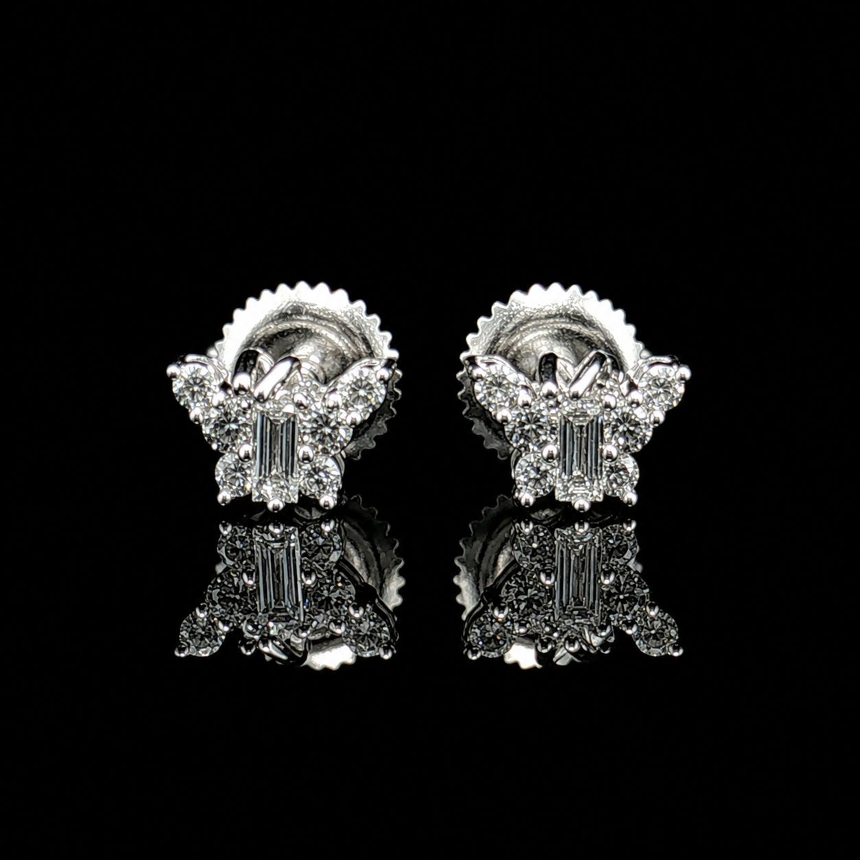 14k White Gold Diamond Butterfly Stud 0.25ct
