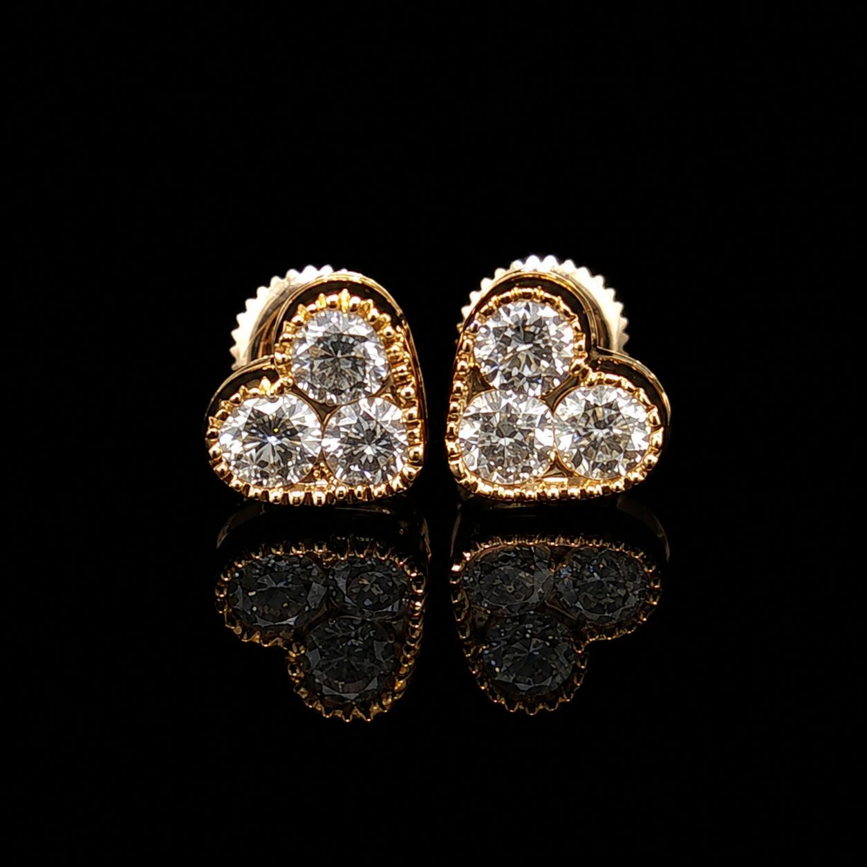 14k Yellow Gold Heart-Shaped Diamond Stud 0.99ct