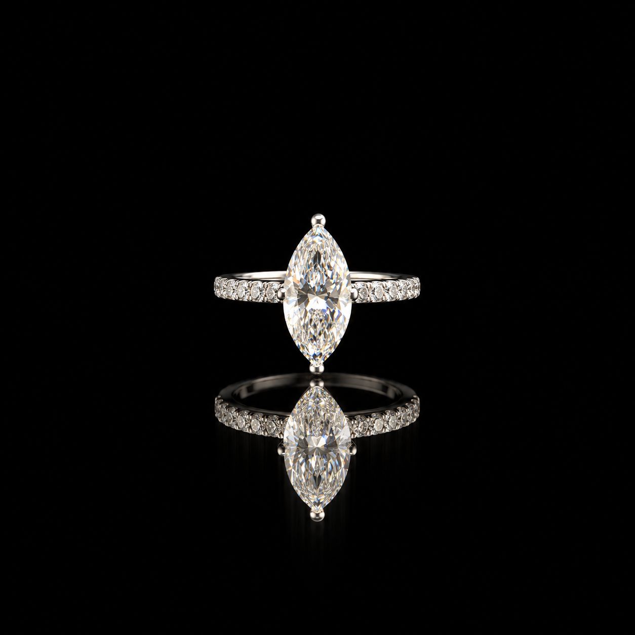 14k White Gold 3.0g 2.00ct Marquise