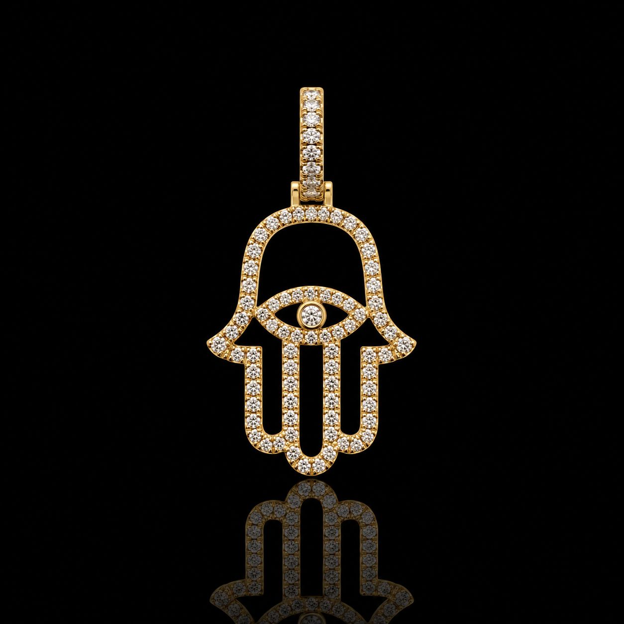 14k Yellow Gold 3.9g 1.15ct Hamsa