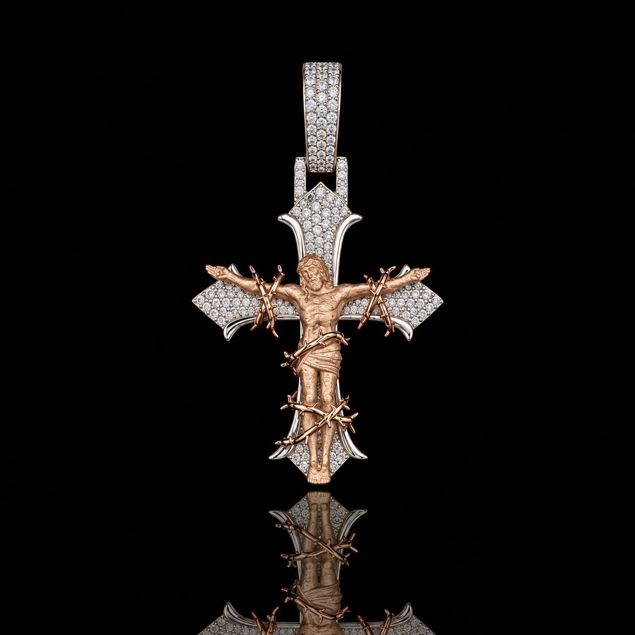 10k White/Rose Gold 18.0g 1.07ct Jesus