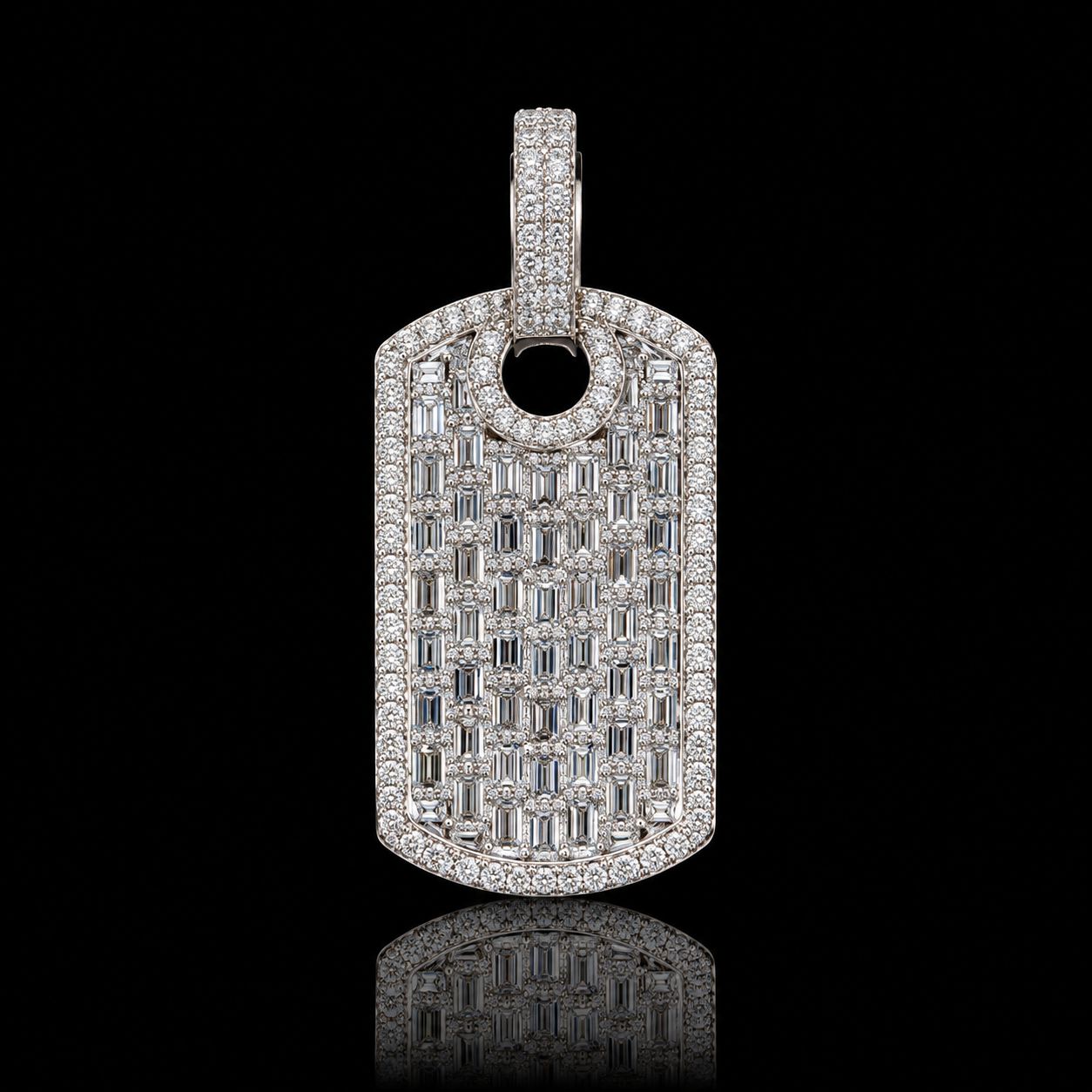 14k White Gold 27.7g 9.85ct Dog Tag