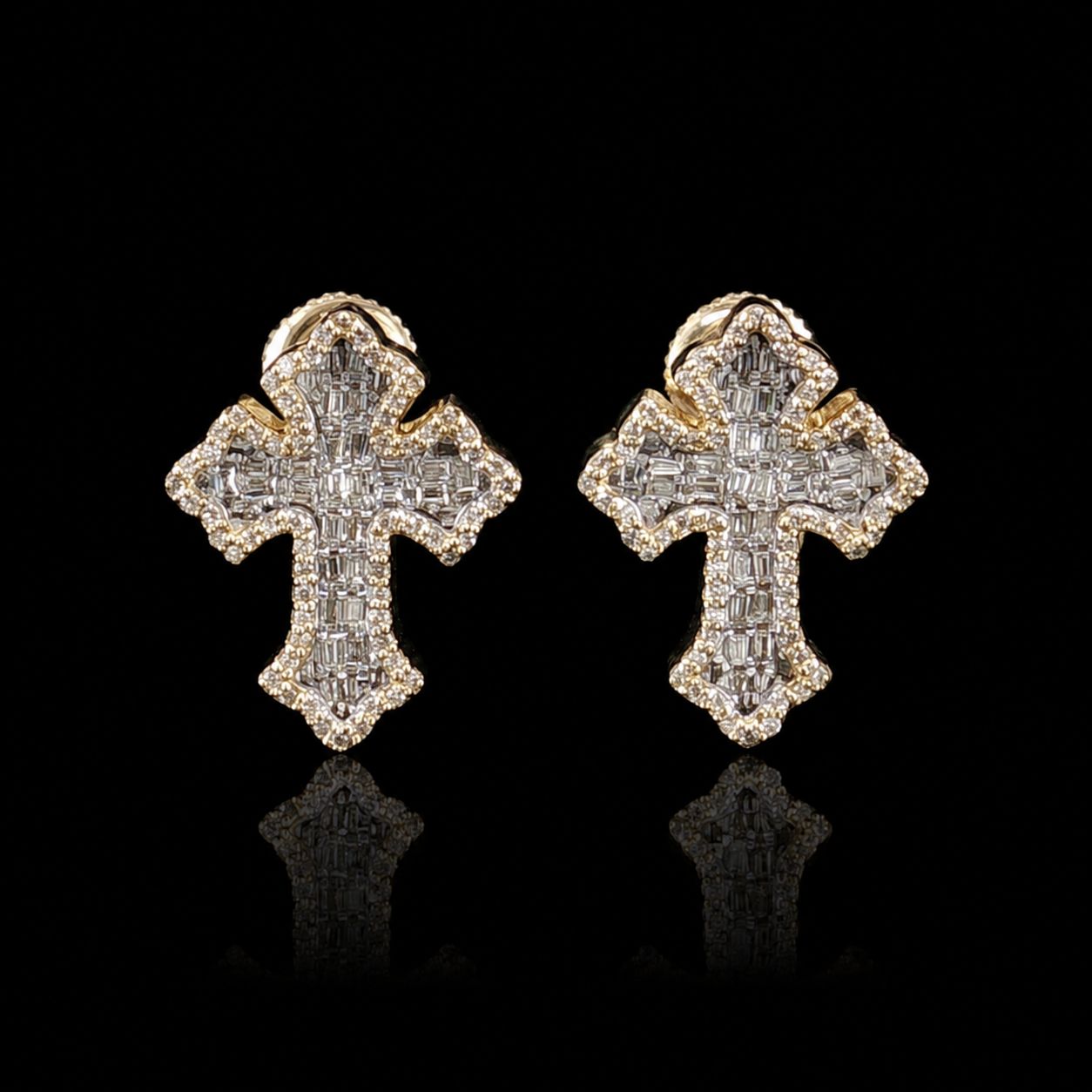 10k Yellow Gold Diamond Cross Stud 0.55ct