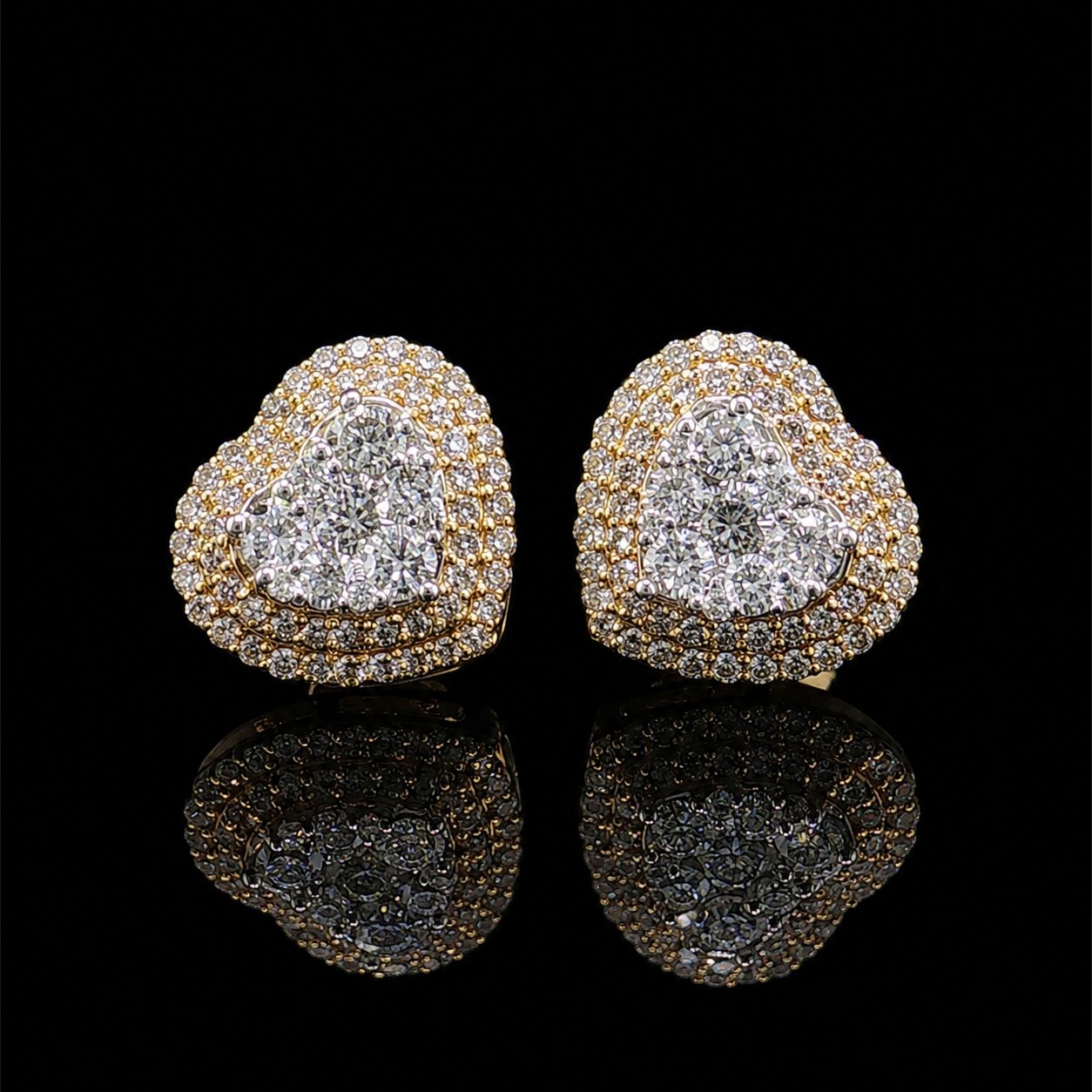 14k Yellow Gold Heart-Shaped Diamond Cluster 1ct