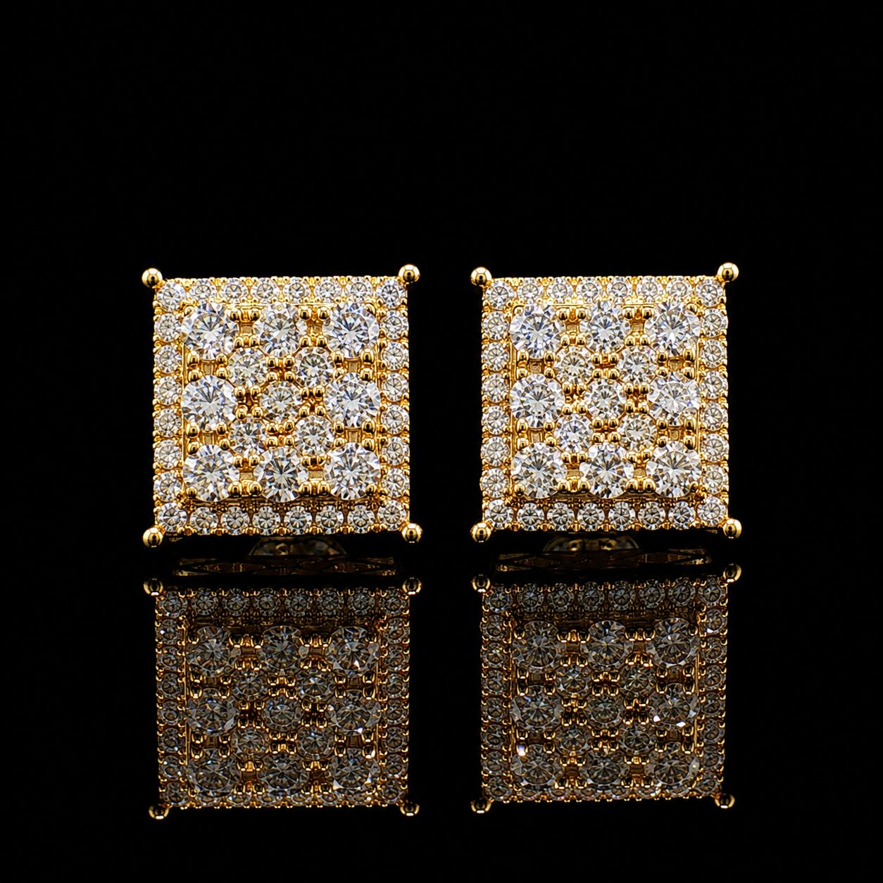 14k Yellow Gold Diamond Square Cluster 2.05ct