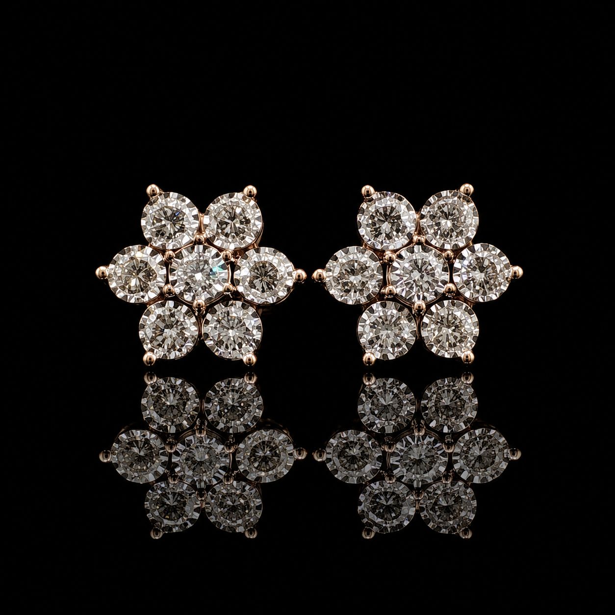 14k Yellow Gold Diamond Floral Cluster 0.75ct