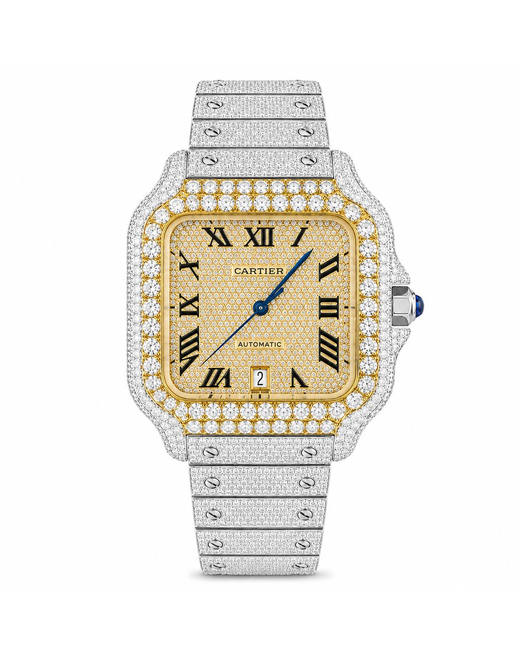 Cartier Santos 40mm Yellow Gold SS 13ct Diamond WSSA0018