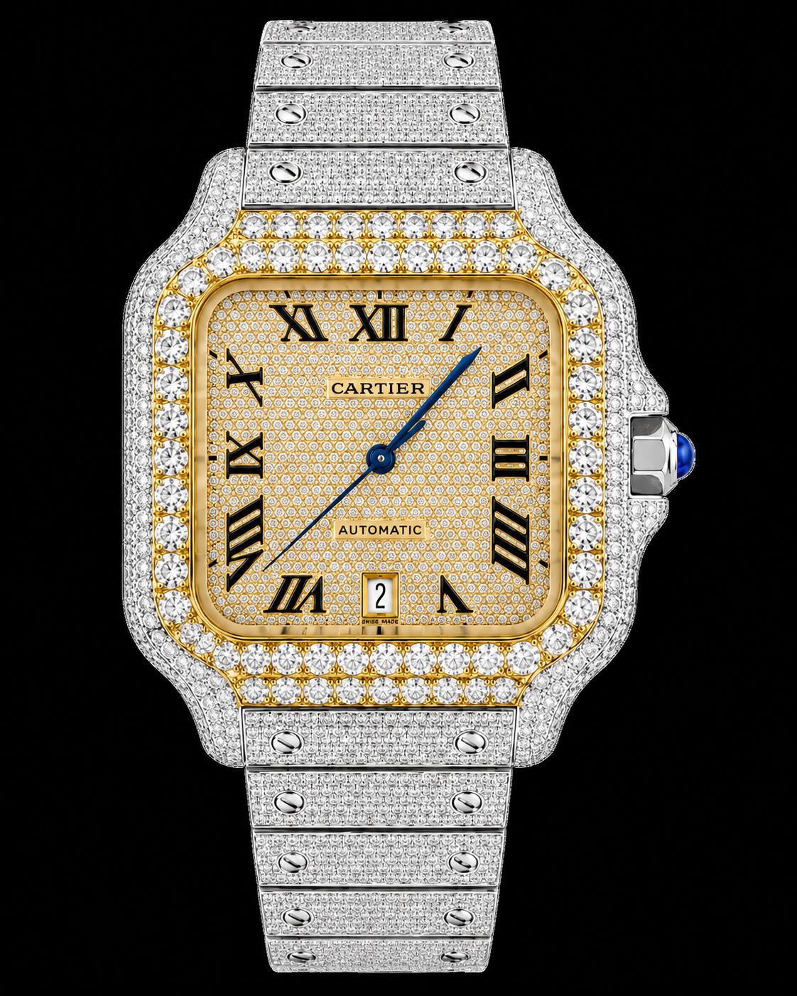 Cartier Santos 40mm Yellow Gold SS 13ct Diamond WSSA0018