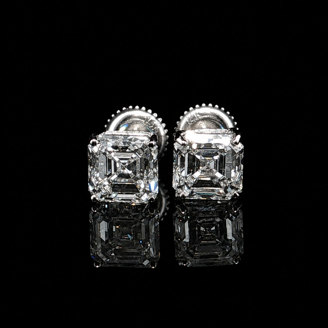 14k White Gold Square Diamond Stud 3.00ct
