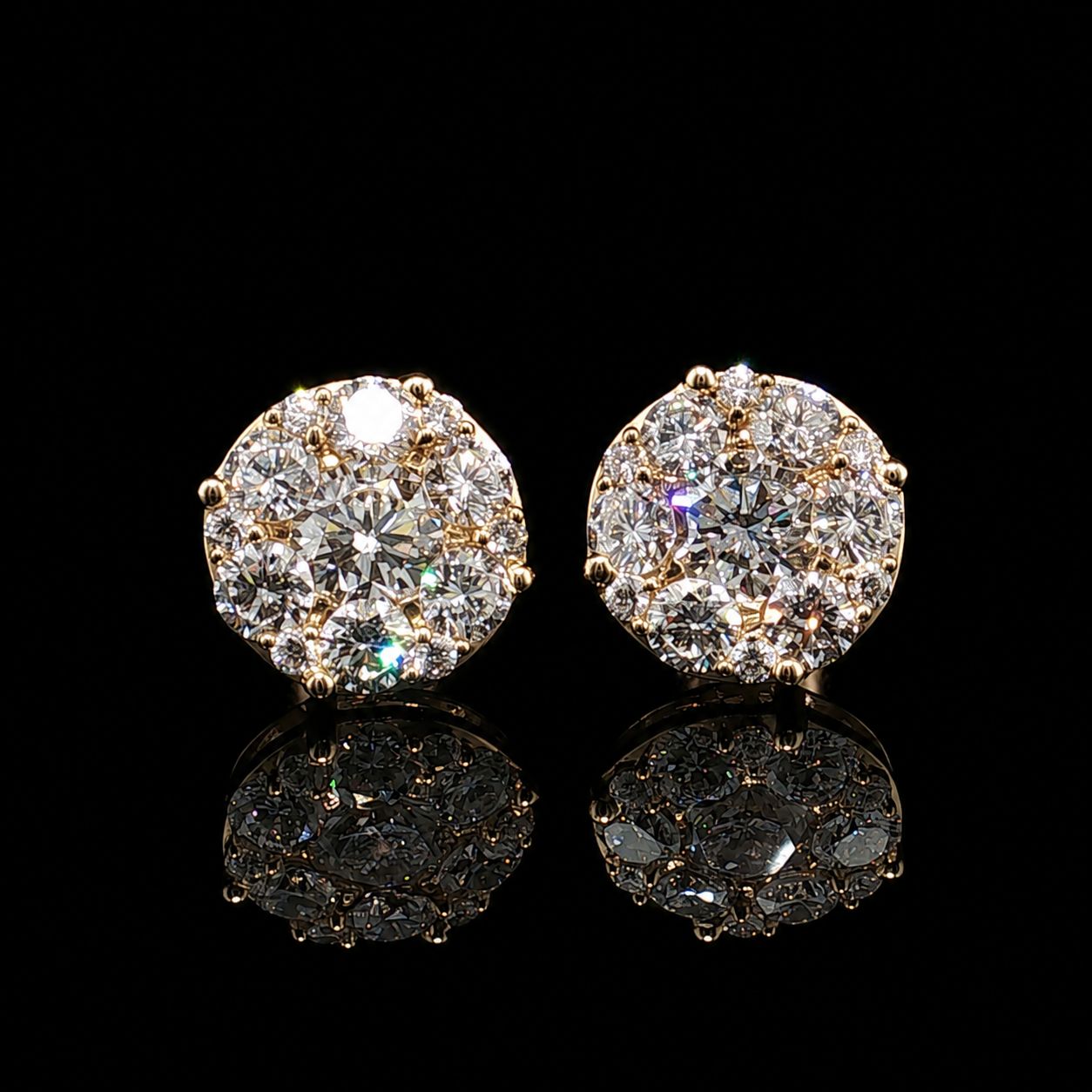 14k Yellow Gold Diamond Cluster 4.00ct