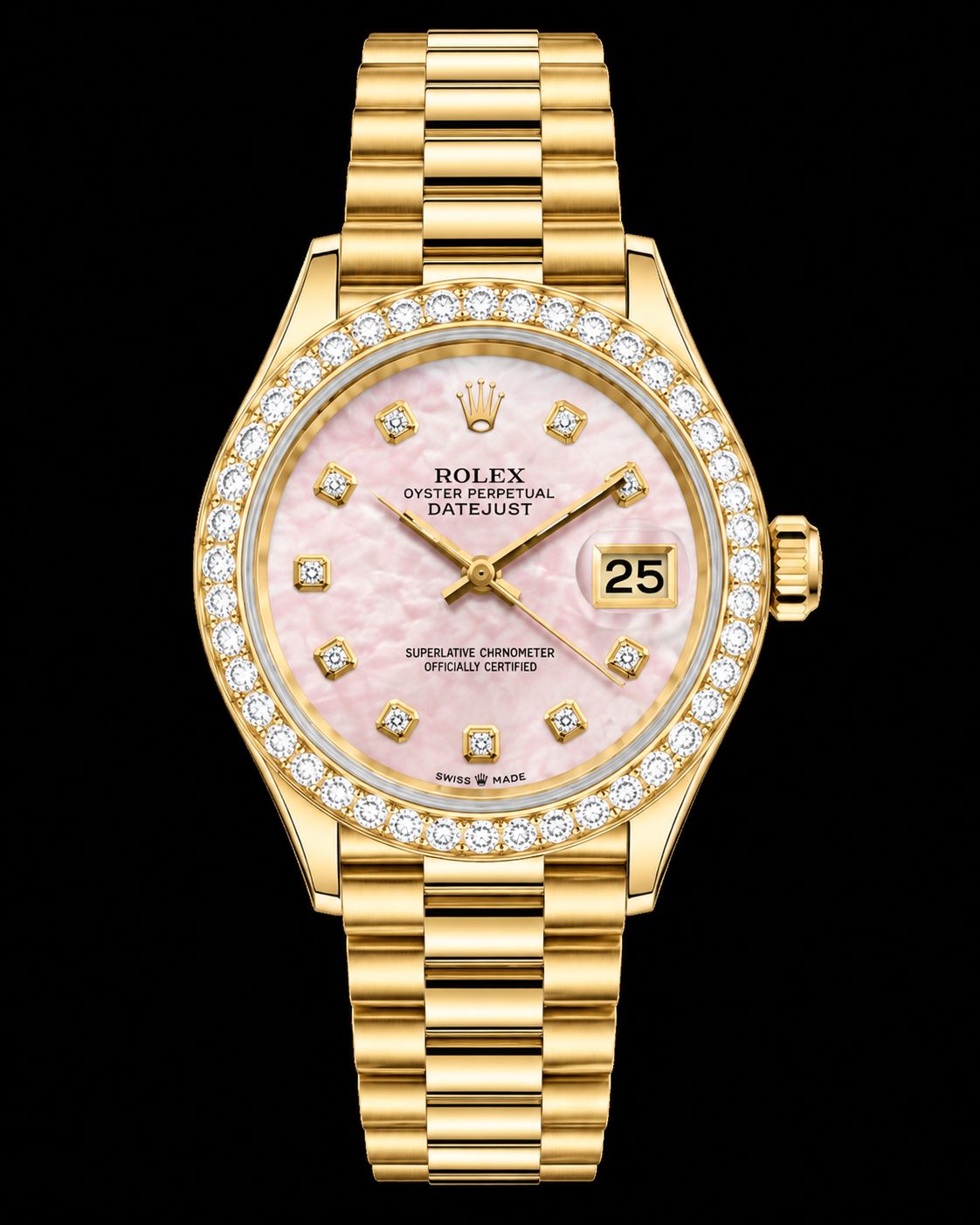 Rolex Datejust  26mm 18k Gold  Pink Mop Dial