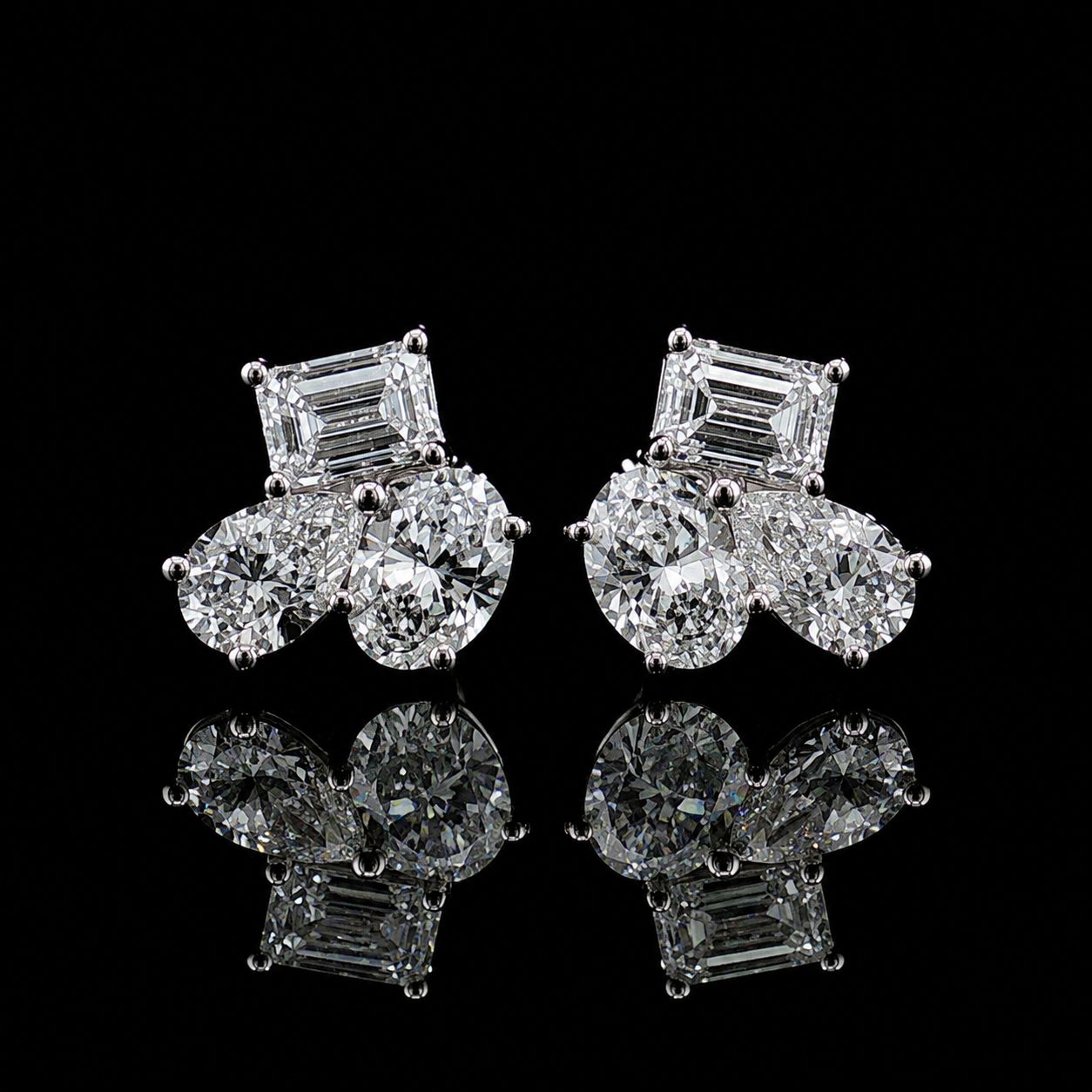 14k White Gold Diamond Cluster 3.84ct