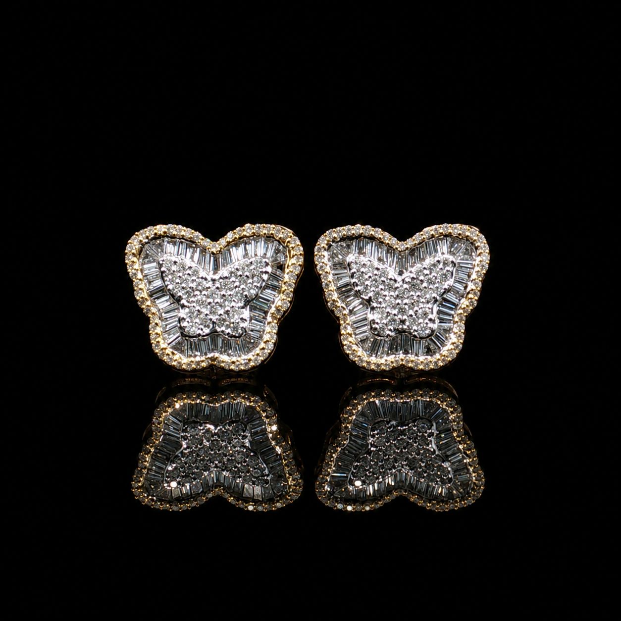 10k Yellow Gold Diamond Butterfly Stud 1.3ct
