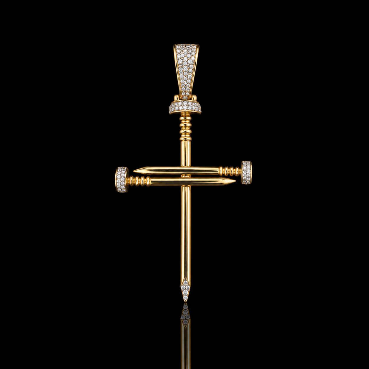 14k Yellow Gold 5.2g 0.30ct Nail Cross