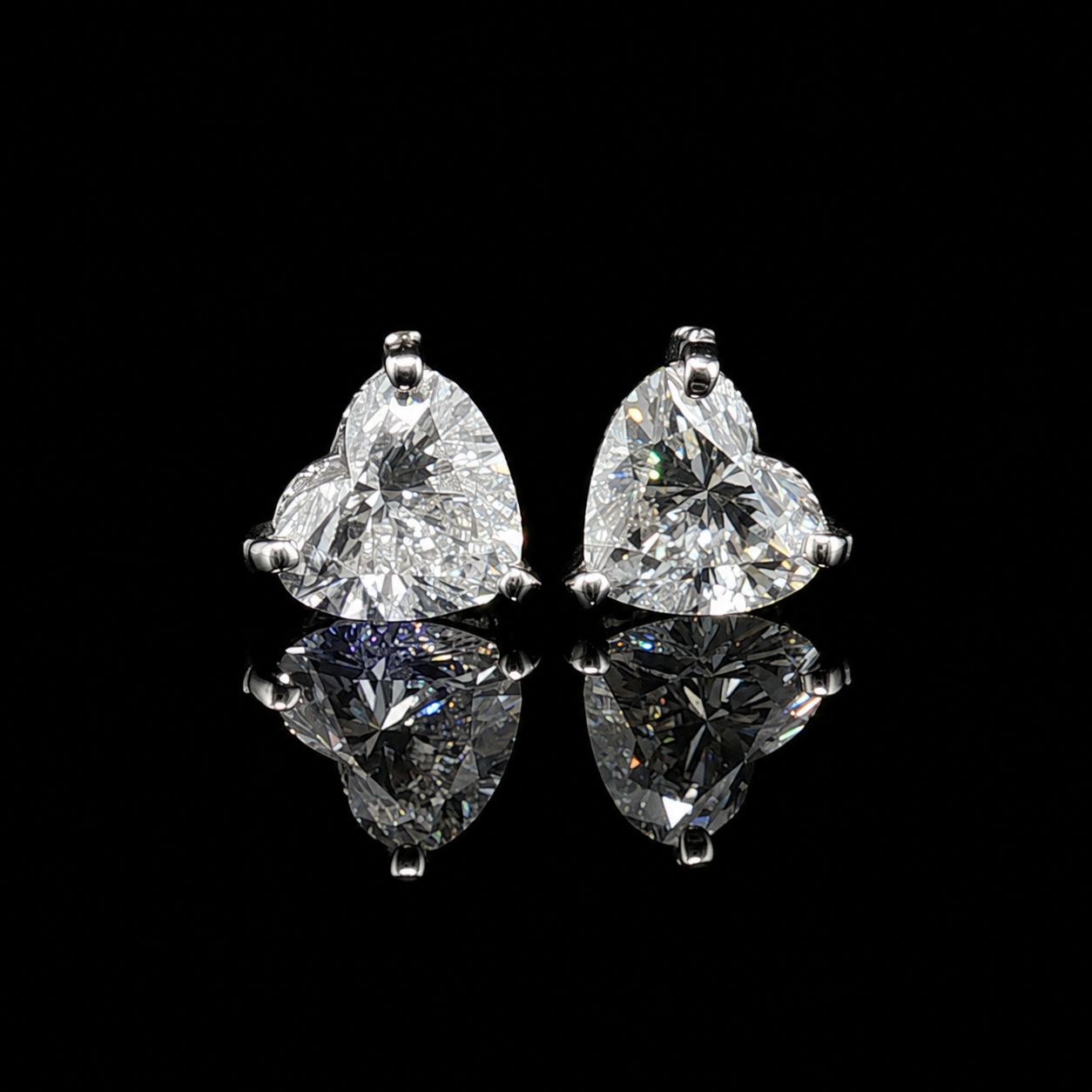 14k White Gold Heart Cut Diamond Stud 5.51ct