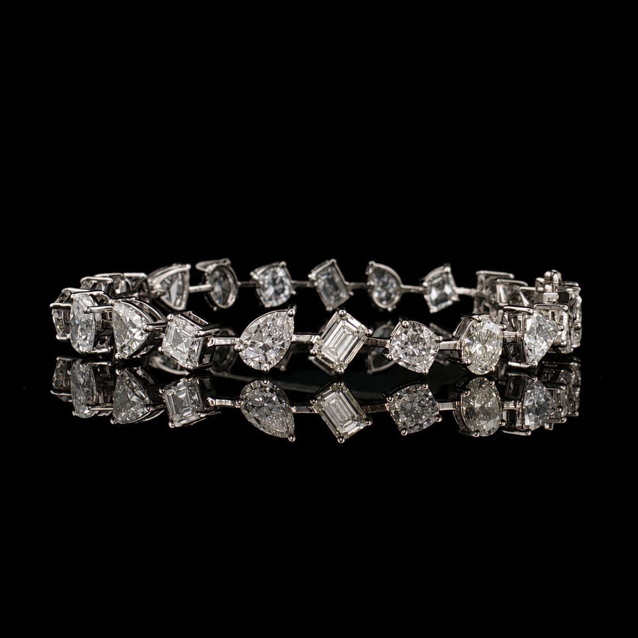 14k White Gold 11.7g 12.5ct Mixed Shape Diamonds
