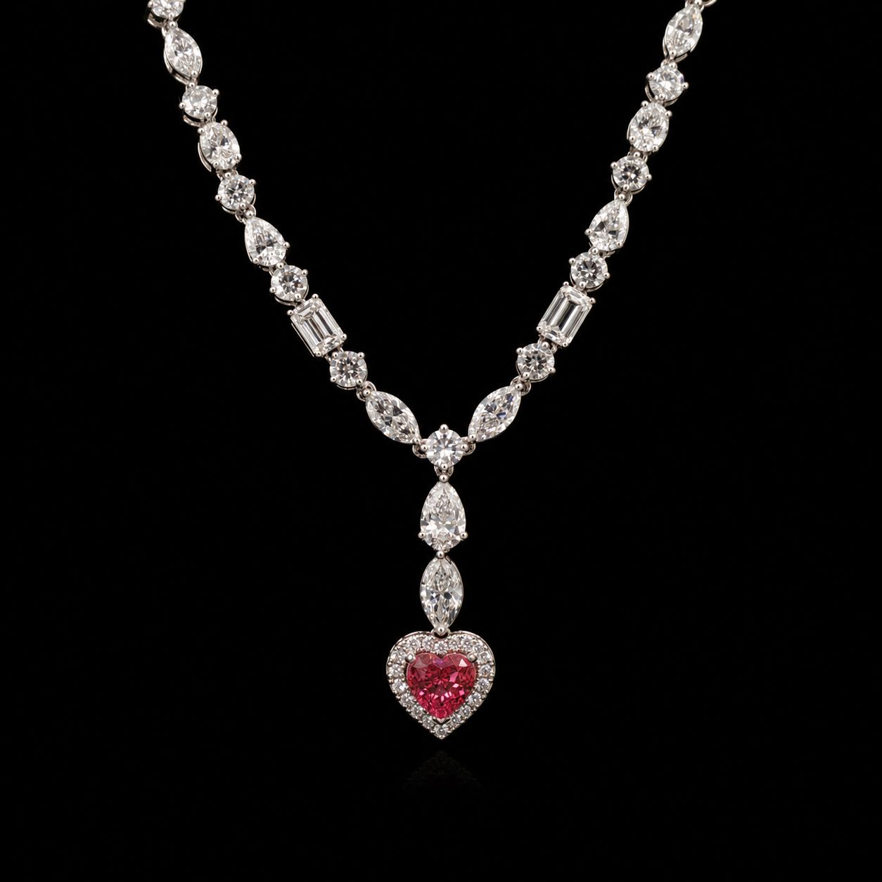 10k White Gold 32.4g 31.03ct Heart Rosary