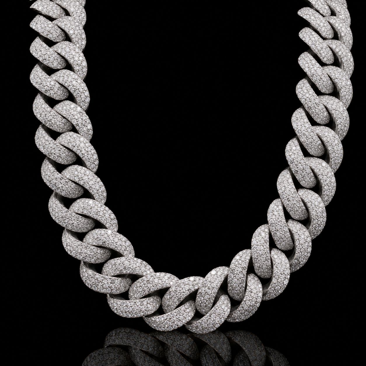 10k White Gold 474g 95cts 21mm Mosaic Cuban