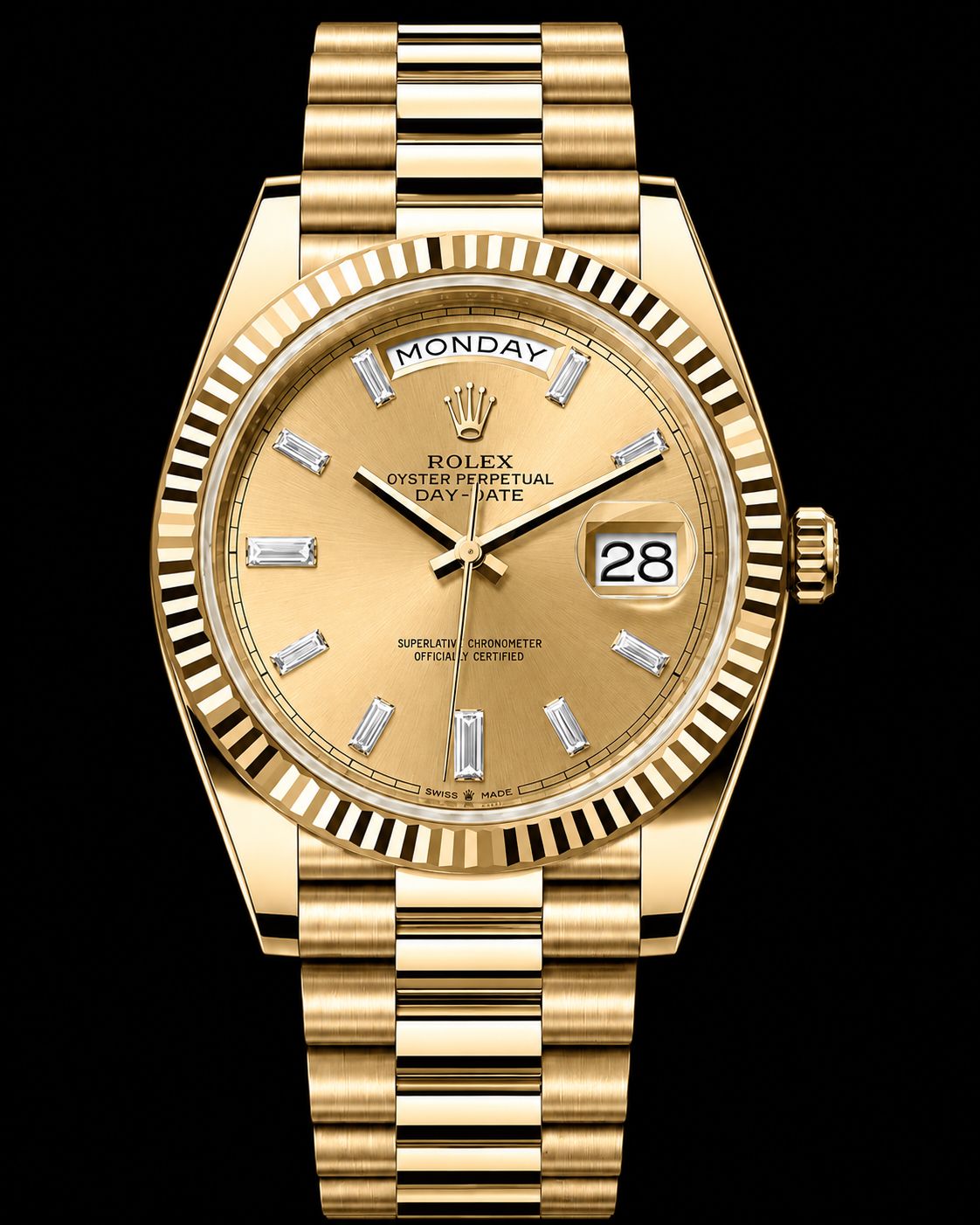 Rolex Day-Date 40mm Yellow Gold Diamond Baguette Dial 228238