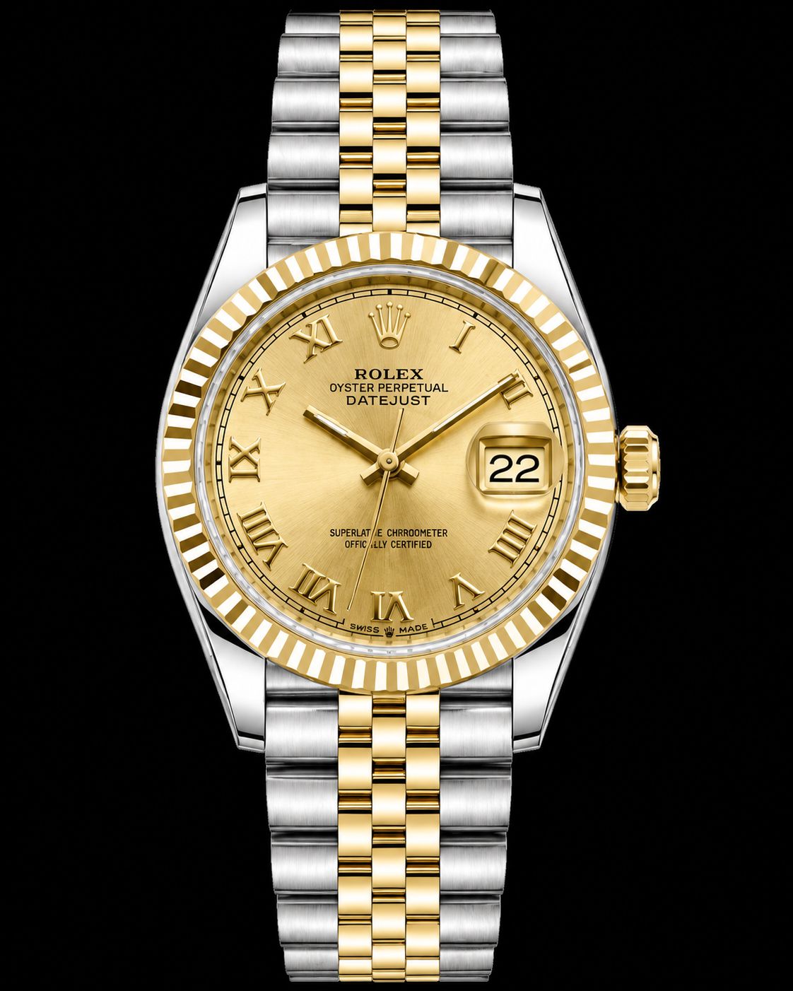 Rolex Datejust 26mm Two tone Roman Champagne Dial 69173