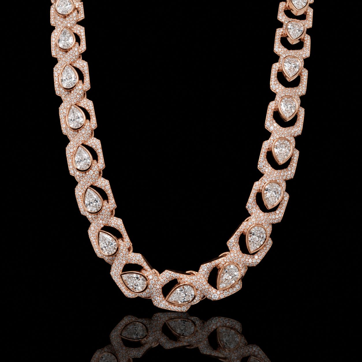 10k Rose Gold 230.5g 25ct Round 2.2ct Marquee 43ct Pear 12mm Diamond