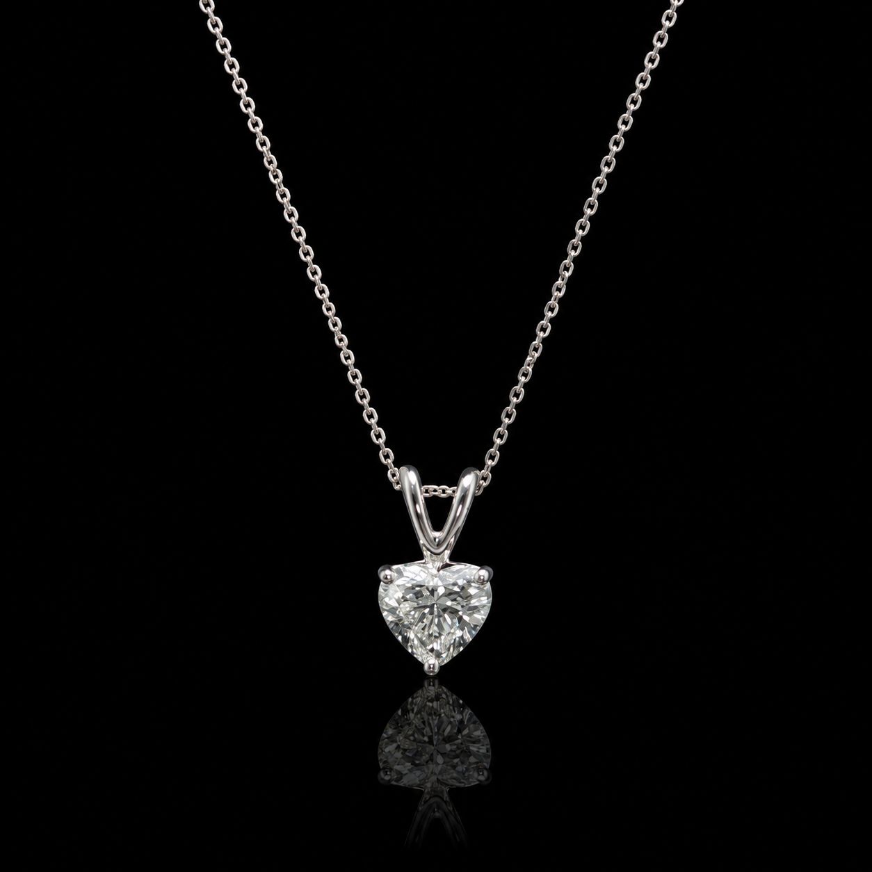 14k White Gold 2.9g 2.00ct Heart