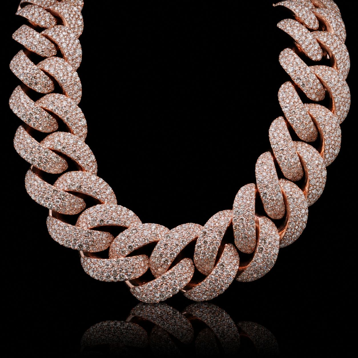 10k Rose Gold 928g 180cts 27mm Mosaic/Inverted Diamond Cuban with Removable Links