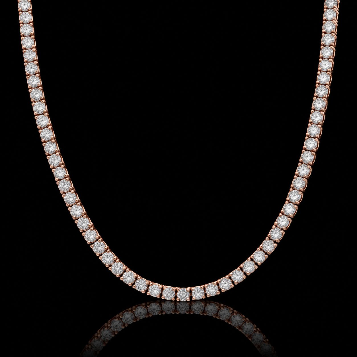 Diamond Tennis Chain, Metal: 10K Rose Gold, Diamond Type: Lab, Carat Weight: .25 CT
