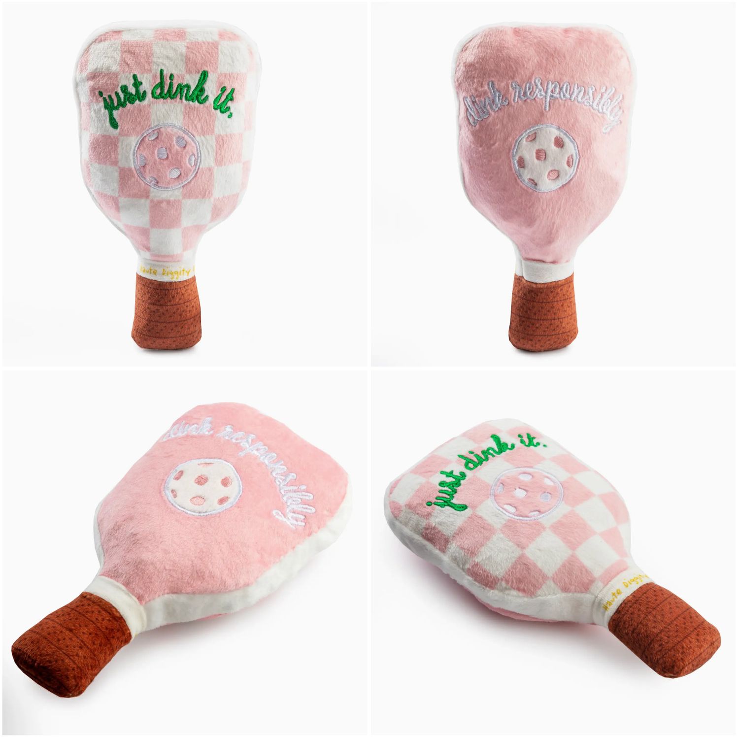 Haute Diggity Dog - Pickleball Paddles - Pink Checker Toy