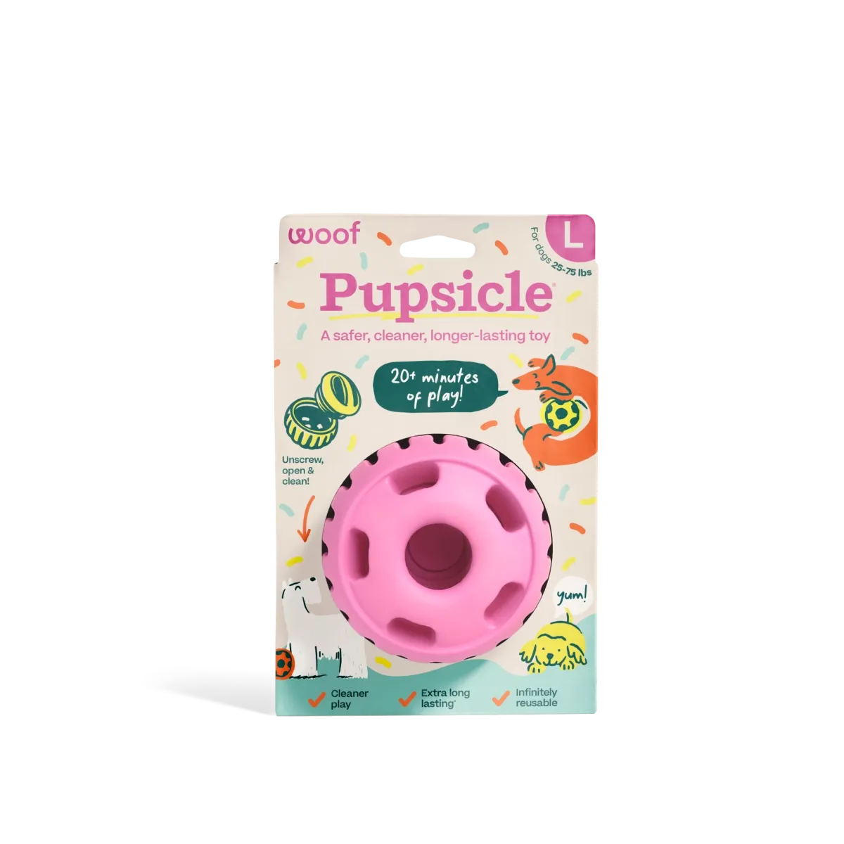 Woof Pet - Pupsicle Toy - Party Pink -Large