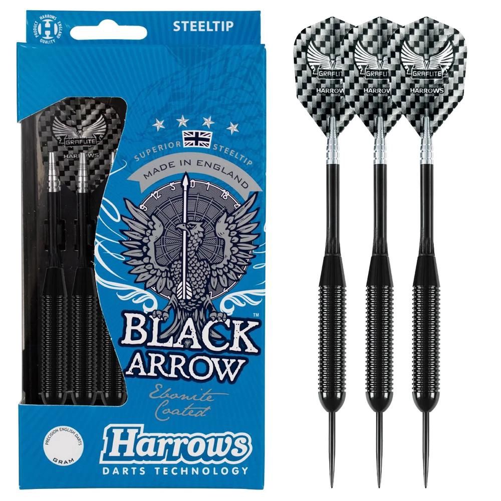 Harrows Black Arrow Darts - Steel Tip Ebonite Brass