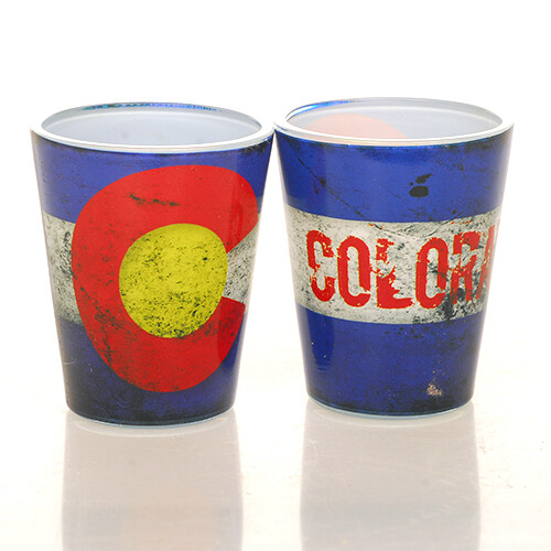 Shot Glasses – Glass – Co Flag – ‘Grunge” – 1712C